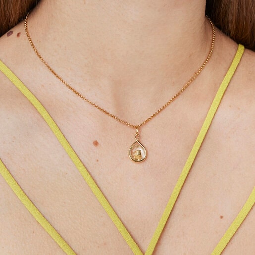 ゴールドコーティング シルバーにプラシオライトが付いたリバーシブル・ペンダントトップ Alma Motif